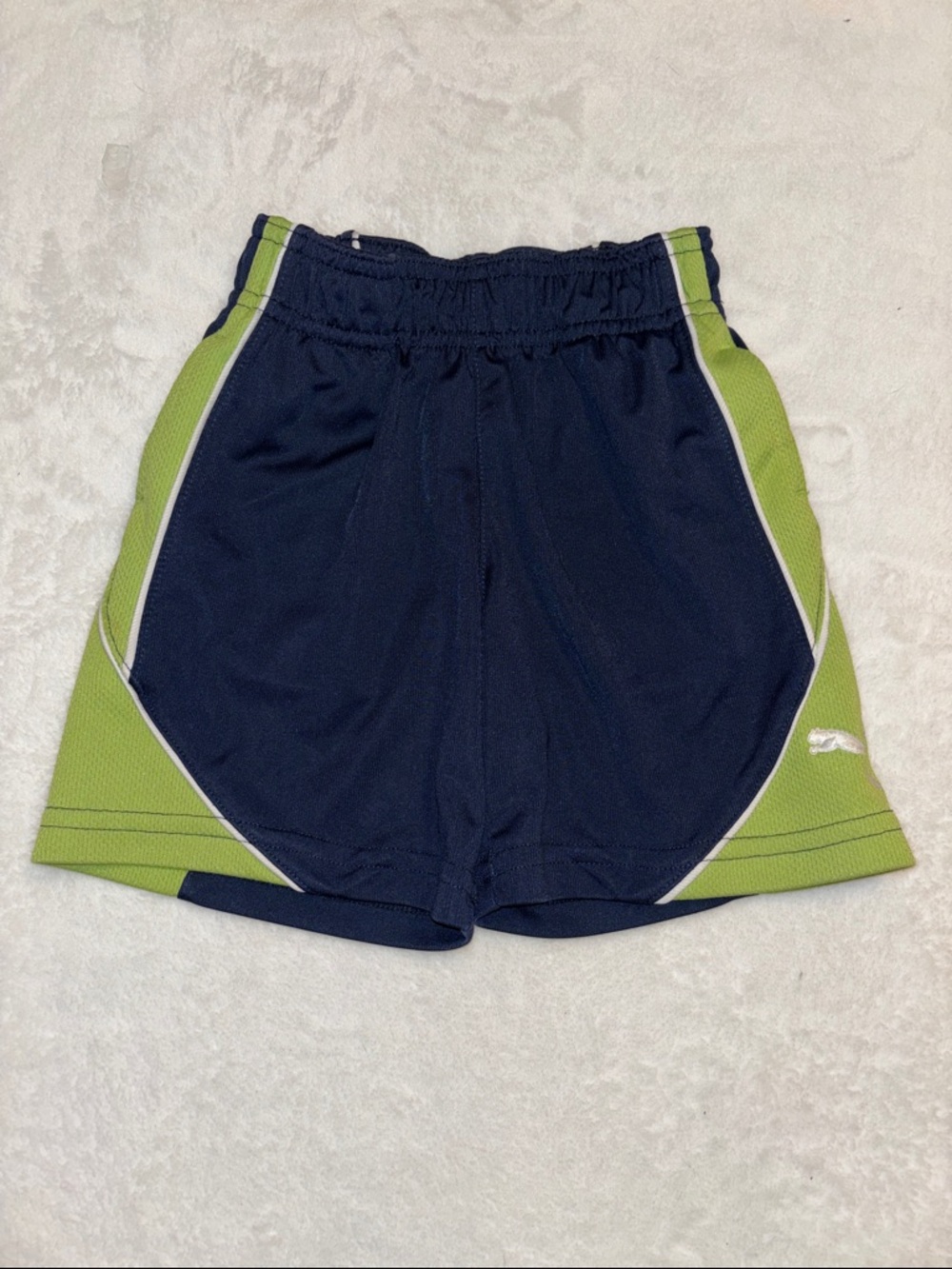 Puma Navy and Lime Green Athletic Shorts